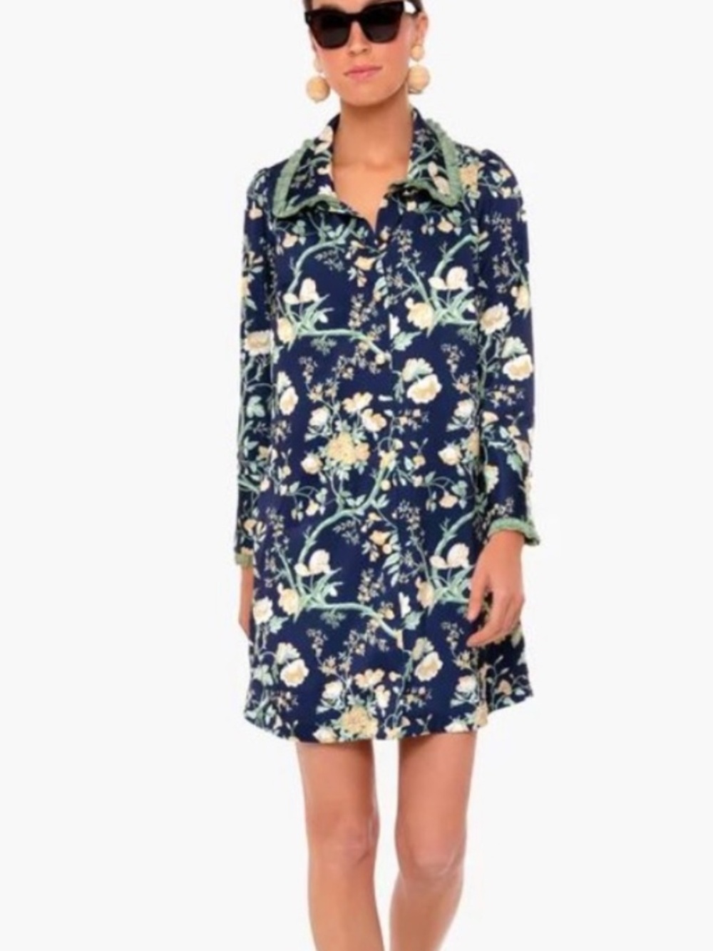 Tuckernuck Floral Navy Long-Sleeve Shift Dress